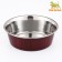 The bowl is round with a non -slip base and print, 450 ml, wood texture