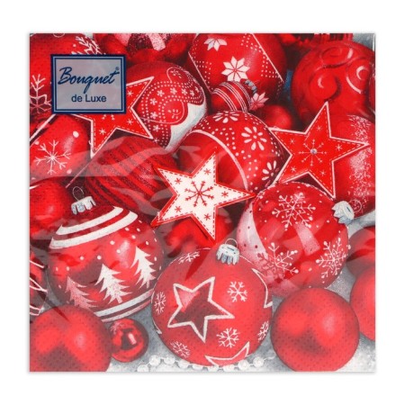 New Year's napkins paper bouquet de luxe “New Year's composition, red”, 3 layers, 24x24 cm, 25 pcs.-2