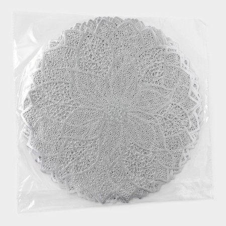 Serving napkin on the table "Flower", 38x38 cm, silver color-4