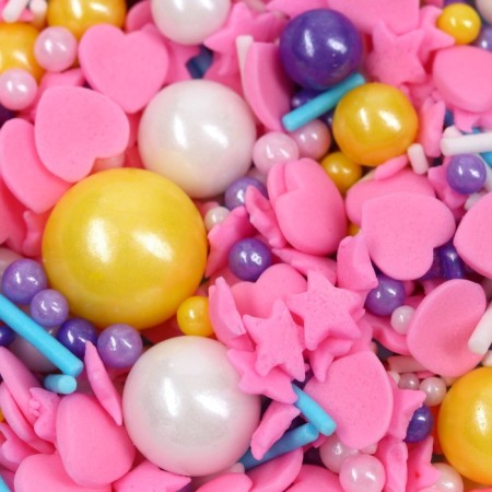 Sprinking confectionery figured "hearts": pink, purple, yellow, 25 g.-2
