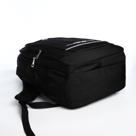 Youth backpack from textiles, 2 lightning departments, 4 pockets, black/white color-4