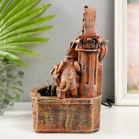 The desktop fountain from the network, the backlight "Two elephants under the arch" 19x14x26 cm-3