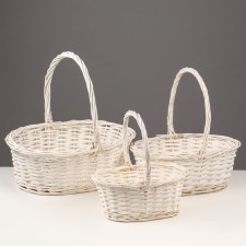A set of wicker baskets (IVA), 38x28x14/35 cm/33x23x12.5/30 cm/26x18x11/25 cm, 3 pcs., Bely
