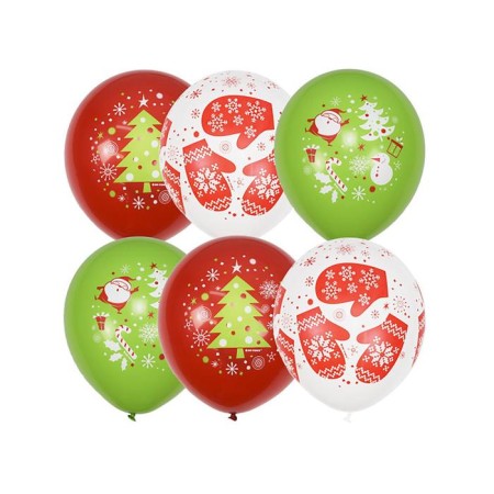 New Year! Latex balloon 12 ", pastel + decorator (silkography), set 25 pcs., Mix-1