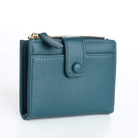 Women's wallet on the button, blue color