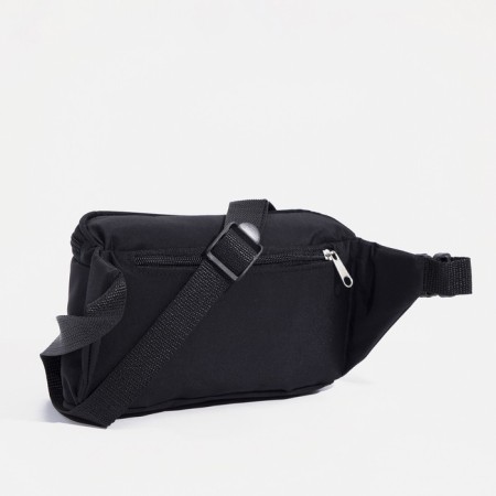 Zipper waist bag, external pocket, adjustable belt, black color-2