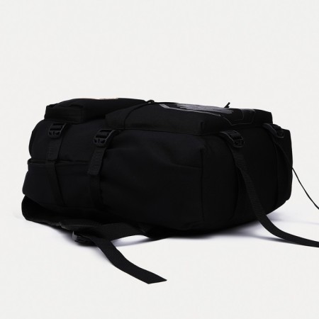 Youth backpack from textiles, 2 pockets, black color-2
