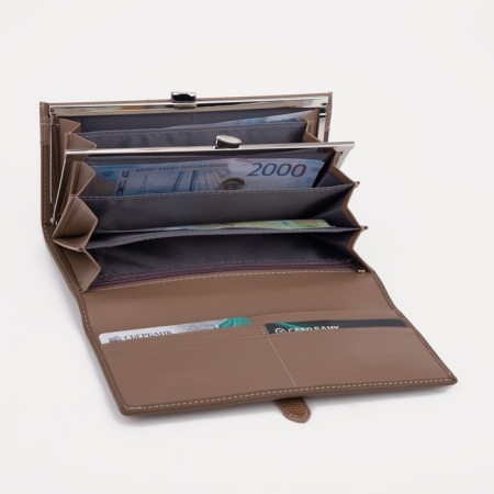 Women's wallet on magnets, brown color-3