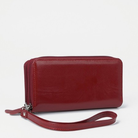 Women's wallet with a zipper, with a pen, red color-1