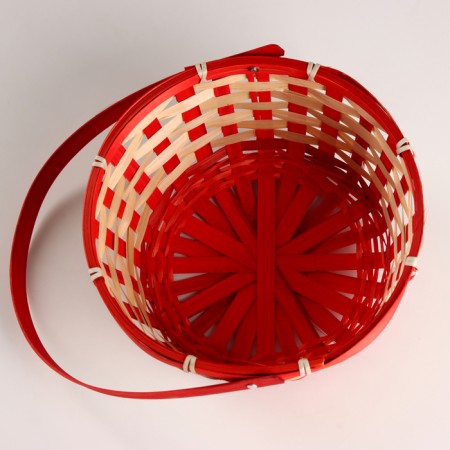 Wicker basket, d21xh24 cm, red, bamboo-2