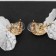 Earrings Assorted "Wind" butterfly, small, white color in gold