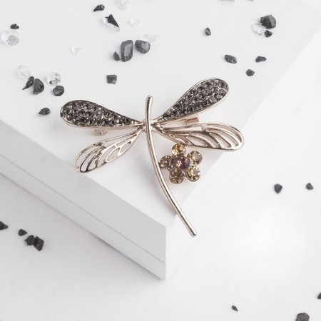 Book "Dragonfly" with a flower, the color is gray-brown in coffee gold-2