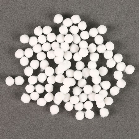 A set of textile details for the decor "bombs" 100 pcs. set, size 1 pc. - 0.6 cm, white color