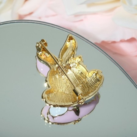 Brooch "Rabbit" Rush cheeks, pink color in gold-2