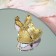 Brooch "Rabbit" Rush cheeks, pink color in gold