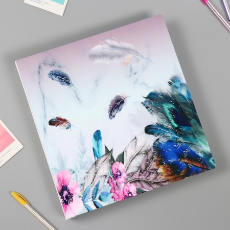 Photo album magnetic 20 sheets "feathers and flowers" 33x35x4 cm