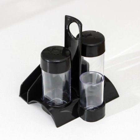 Set for spices "Rondo. Present ", 3 pcs on a stand with a napkin, the color is black-3
