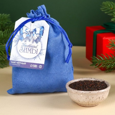 New Year! Black tea in a gift bag of "cozy winter" with thyme, 100 g.-1
