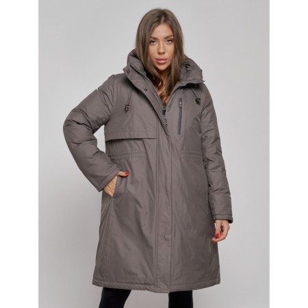 Coat insulated winter female, size 48, dark gray color-6