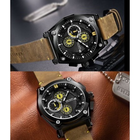 Men's watches, D-4.7 cm, with chronograph, 3 atm, luminous, brown-2
