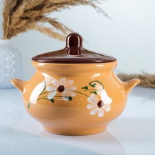 Ceramic pot “Russian” baking 0.95l / 14x15cm, chamomile