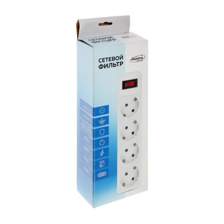 Luazon Lighting network filter, 4 sockets, 0.5 m, 2200 W, 3 x 0.75 mm2, 10 A, 220 V, black-3