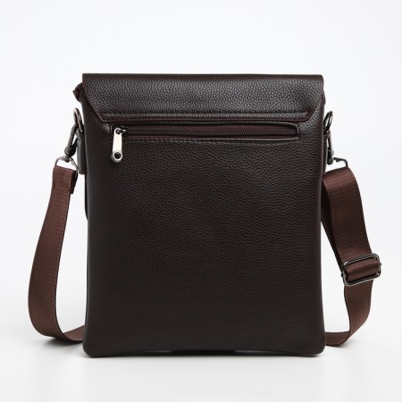 Male bag on the Textura valve, outer pocket, brown color-1