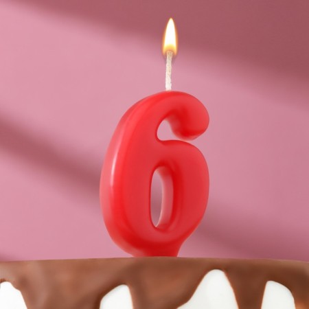 Candle for the cake the number "Oval" "6", red, 5.5 cm