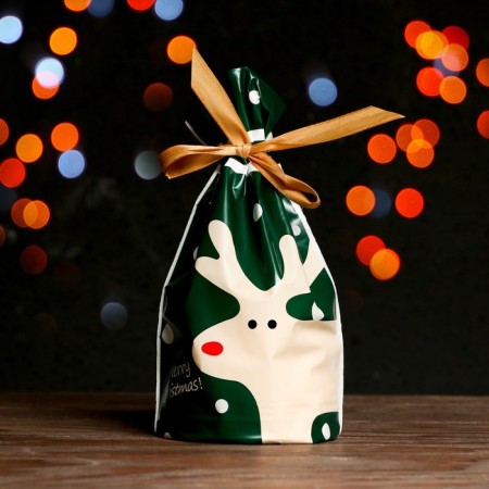 Polyethylene gift package ", with ties" White Deer ", 15*23cm