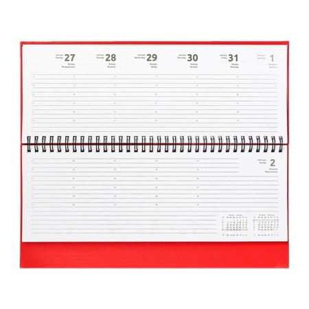Dated planing 2025, 294 x 142mm 64 sheets, Attomex Orion, solid cover, boumvinyl with foam, foil embossing, block 70, red-9