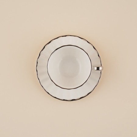 Tea steam porcelain SL Home "Garda", 2 items: a cup 200 ml, a saucer d = 15 cm, white color-2