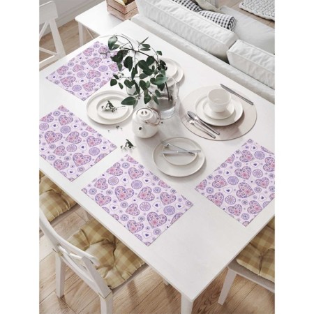 A set of napkins for setting the table "Multiplicated hearts", rectangular, size 32x46 cm, 4 pcs
