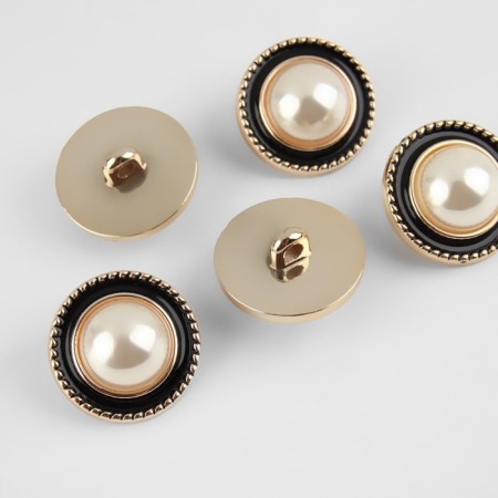 A set of buttons on the leg, d = 21.5 mm, 5 pcs, pearl/black/gold color-1