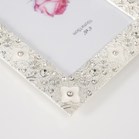 Photo frame metal, glass 10x15 cm "Arctur" White Rhinestones 1x14.2x19.2 cm-3