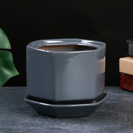 Flower pot "Mercury No. 3" 1l, 1Sort, gray