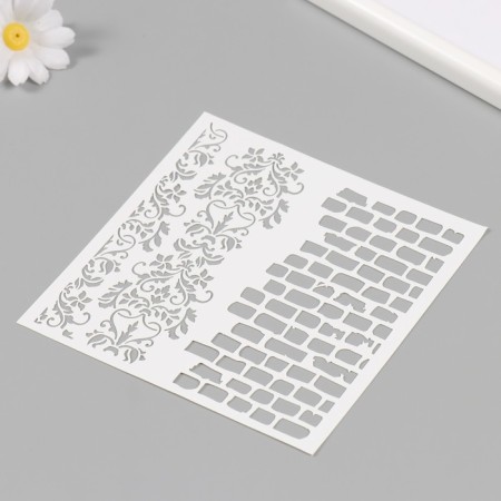 Plastic stencil "bricks" 15x15 cm-1