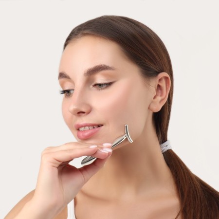 Massagers for the face and neckline, set - 2 pcs, silver color-3