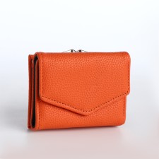 Women's wallet on the button, orange color