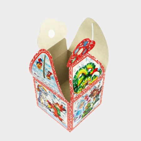 New Year. Gift box New Year's cube "Adventures begin" 12 x 12 x 17 cm.-3