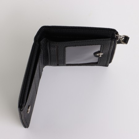 Women's wallet on the button, black color-3