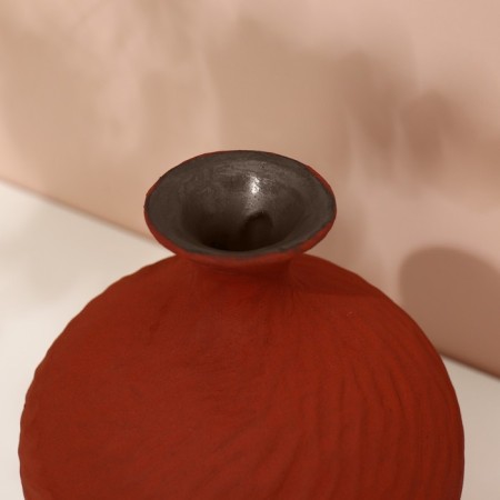 Vase for flowers decorative art Torracotta color 20 x 14 x 14 cm-4