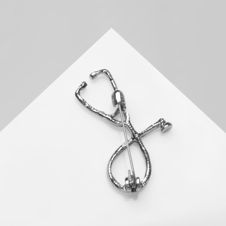 Brooch "Stethoscope", black color in silver-1