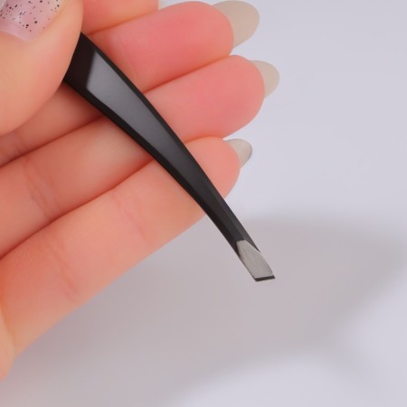 Pinzet begged, narrow 9 cm, black color-4