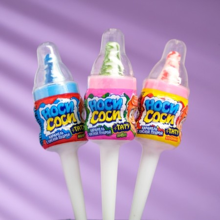 Caramel with acidic powder and tattoo "Nosy-" Assorted ", 5 g-1