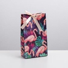 Gift package with tape, packaging, Flamingo, 13 x 23 x 7 cm