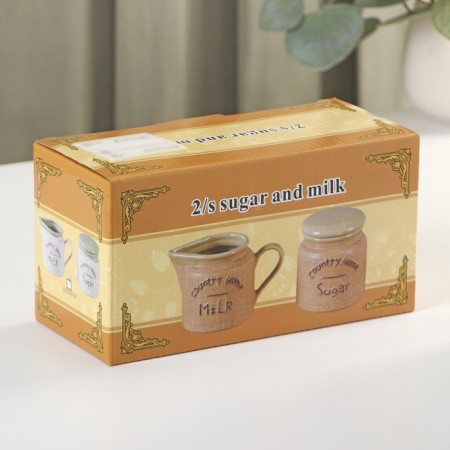 Ceramic serving “House in the village”, 2 subjects: sugar tower 300 ml, milkman 300 ml-7