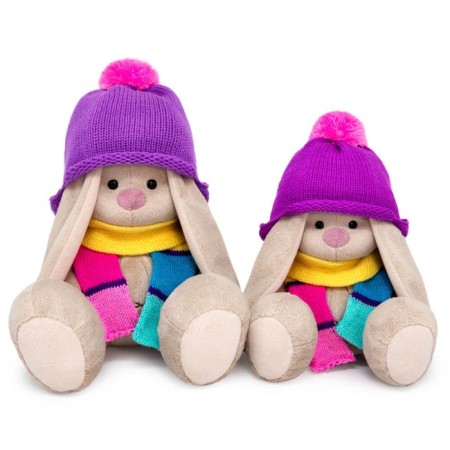 Soft toy "Bunny mi in a hat and striped scarf", 18 cm-3