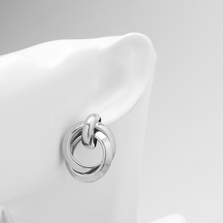 Earrings Metal "Geometry" circles on the ring, color silver-2