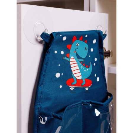 Pockets in the kindergarten "Dinosaur", for a children's locker, 83x24 cm, blue-5