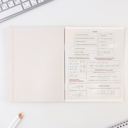 An objective note 48 sheets, A5, Cosmos, with reference materials “September 1: Algebra”, cover coated cardboard 230 gr., Inner block in a cage 80 gr., Whiteness up to 80%, block No. 2-3